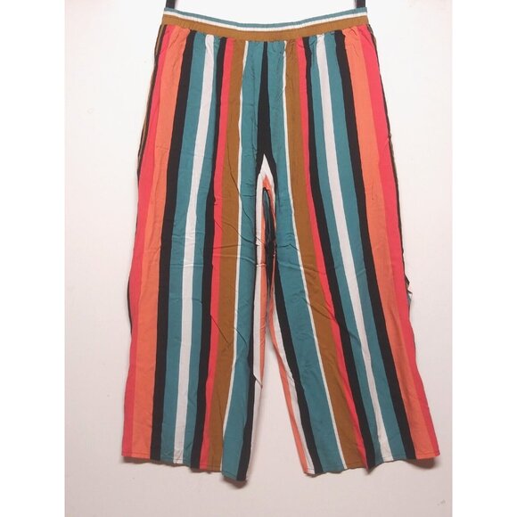NWOT Wide leg palazzo pants tropea Side flaps Womens XL multicolor stripes Boho - Picture 5 of 9